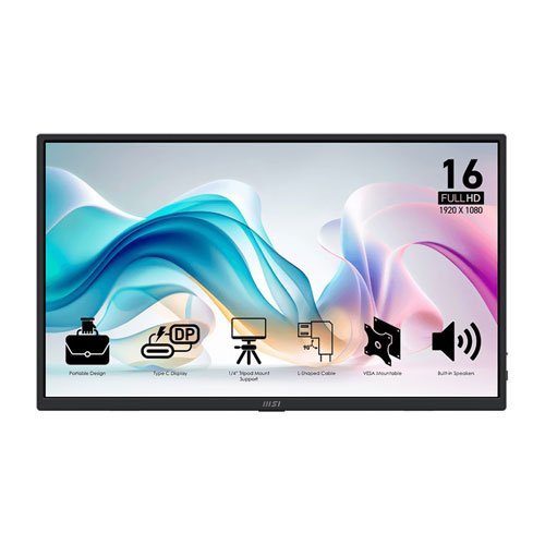 8822 MSI PRO MP165 E6 FHD 60HZ IPS PORTABLE MONITOR 9S6-3PE50M-009 - Image 1