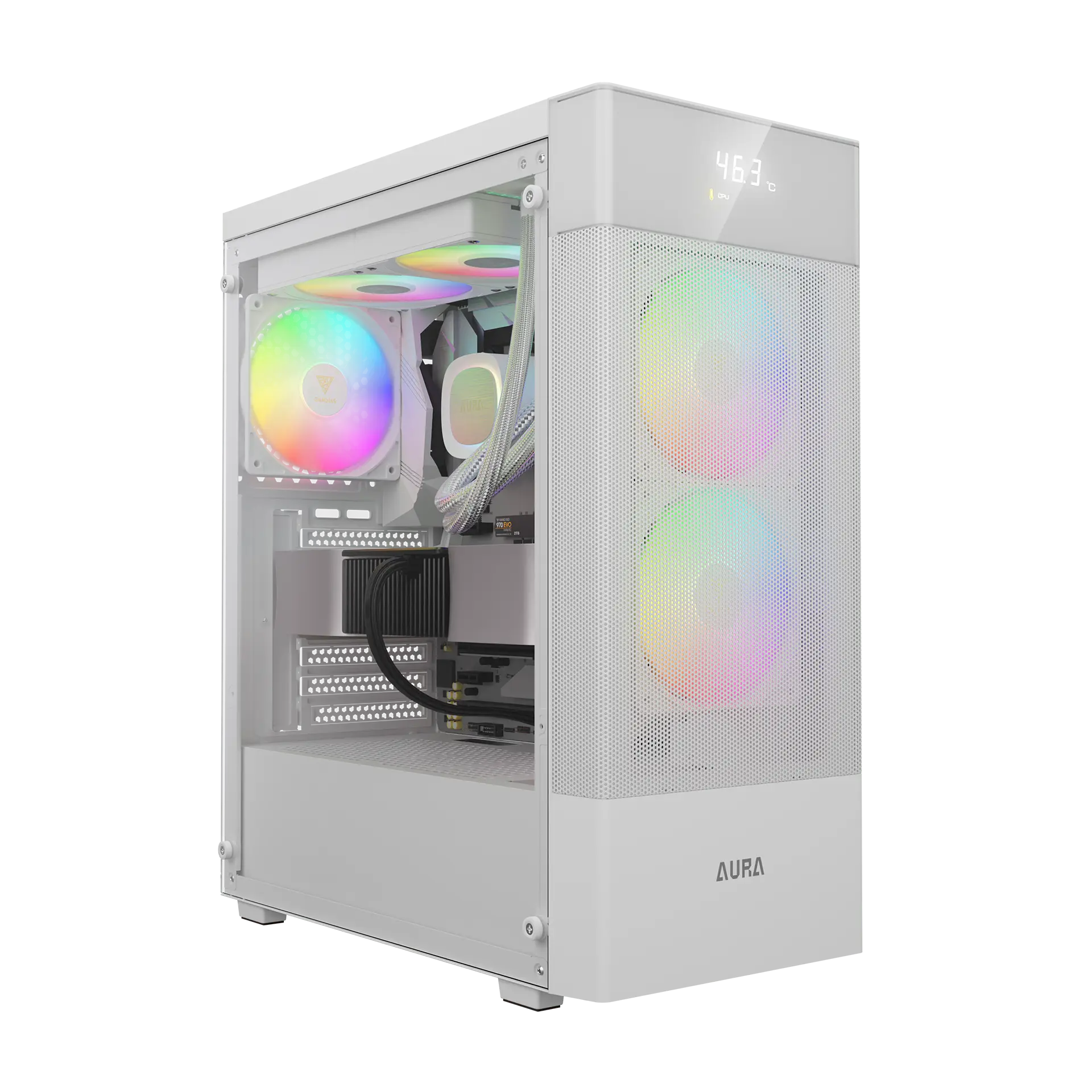 AURA_GC5_ELITE_WH_ARGB_Slogan GAMDIAS AURA GC5 ELITE WH ARGB CASE GMB2530010 - Image 1